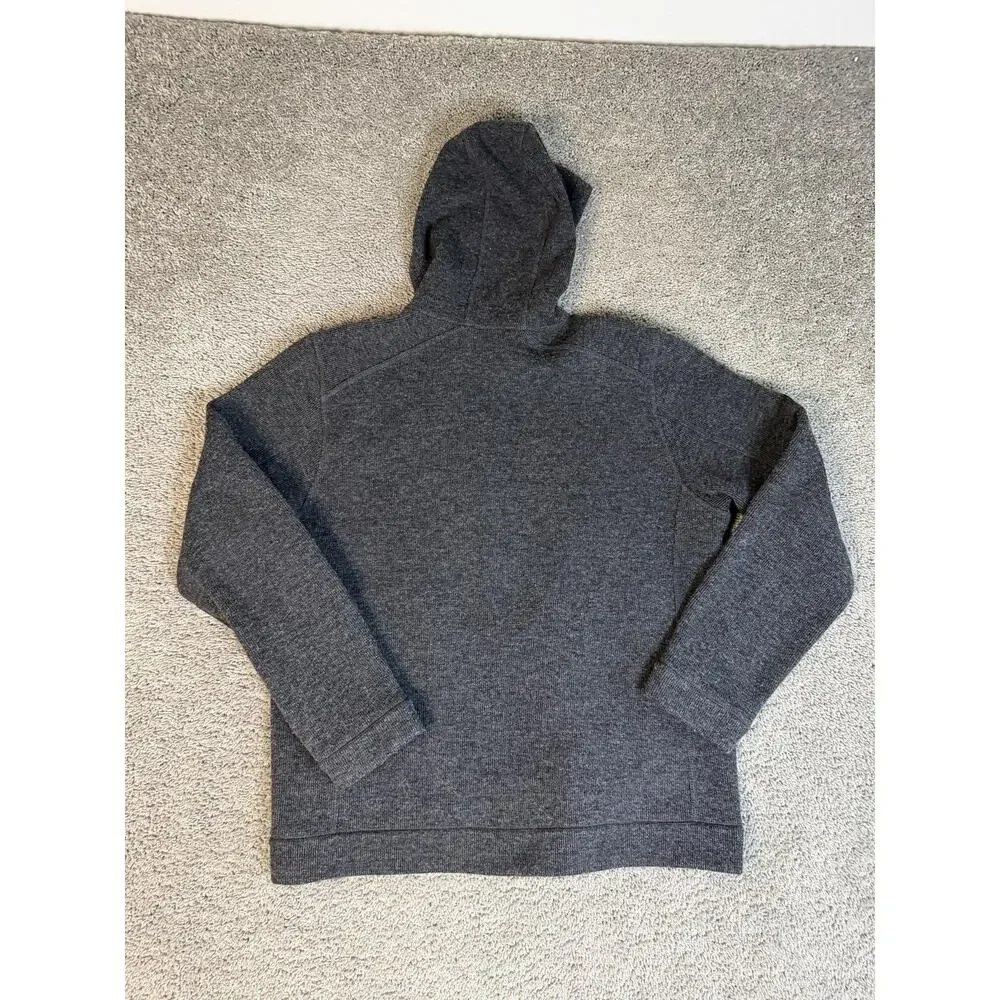 L.L. Bean Sweater Jacket Mens L Gray Hooded Full Zip Polyester Wool Blend